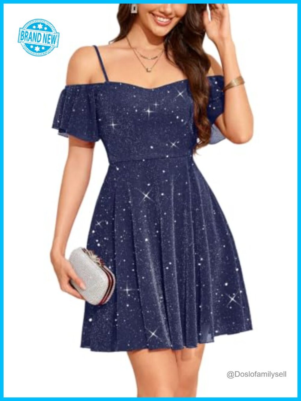 Women's Sparkly Sequin Off-Shoulder Cocktail Party Short Dress